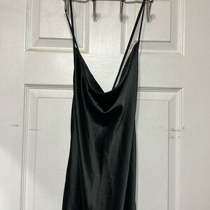Black satin slip dress